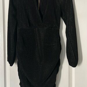 Fiesta Black Textured Long Sleeve Dress